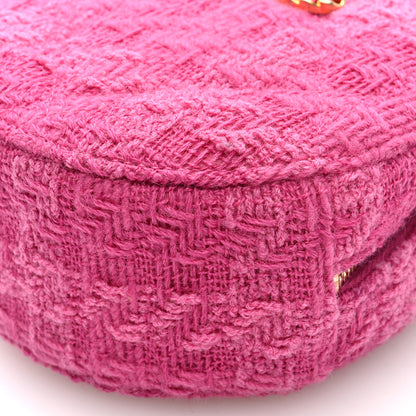 Chanel Wool Tweed Lambskin Quilted Chanel 19 Round Clutch With Chain and Coin Purse Fuchsia 10 of 10