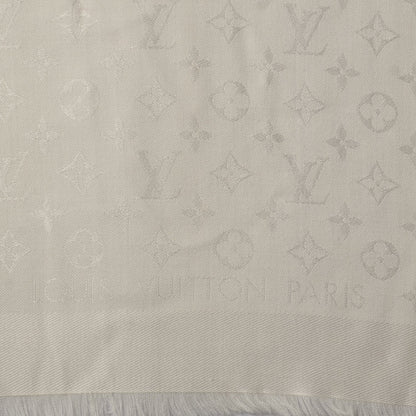 Louis Vuitton Wool Silk Monogram Shawl White 4 of 5