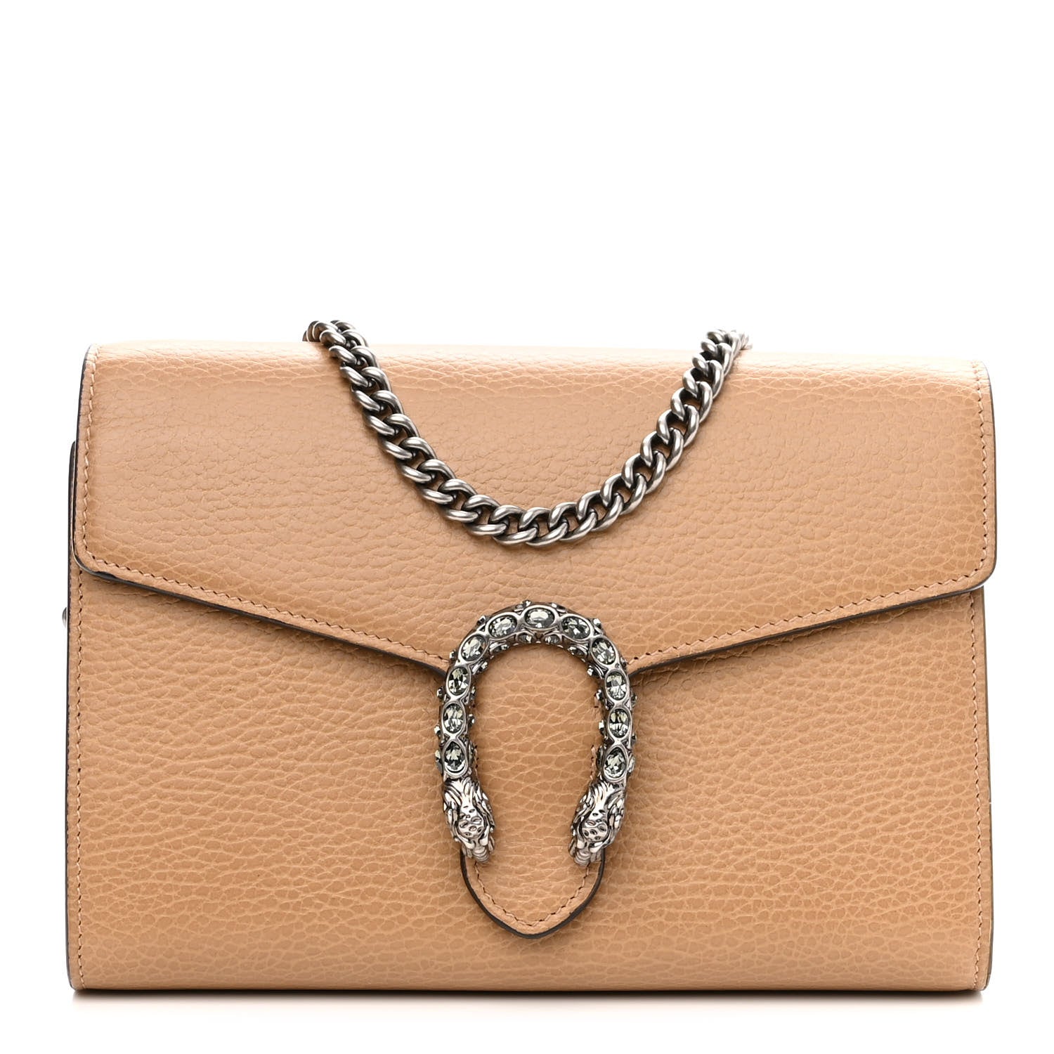Gucci Dollar Calfskin Crystal Mini Dionysus Chain Wallet Natural Tan Black Diamond 1 of 11
