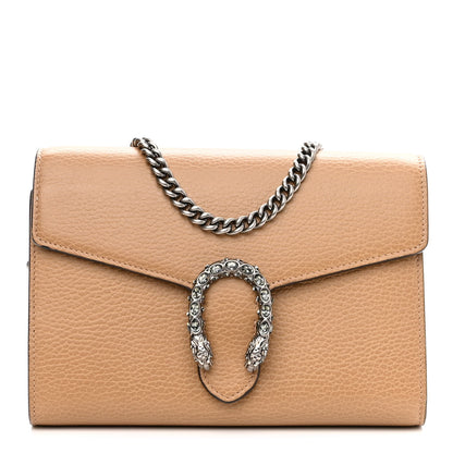 Gucci Dollar Calfskin Crystal Mini Dionysus Chain Wallet Natural Tan Black Diamond 1 of 11
