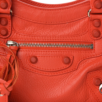 Balenciaga Matte Goatskin Rubber Covered Classic Hardware Mini City Rouge Coquelicot Rouge Braise 9 of 9