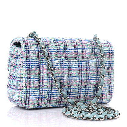 Chanel Tweed Quilted Mini Rectangular Flap Blue 3 of 9
