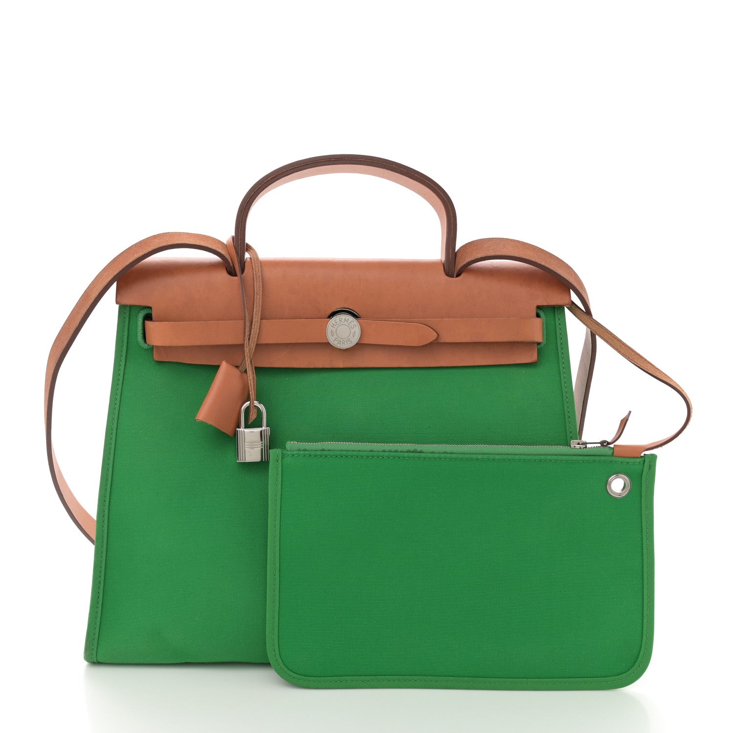 Hermes Vache Hunter Toile Herbag Zip 31 PM Bambou Natural 3 of 12