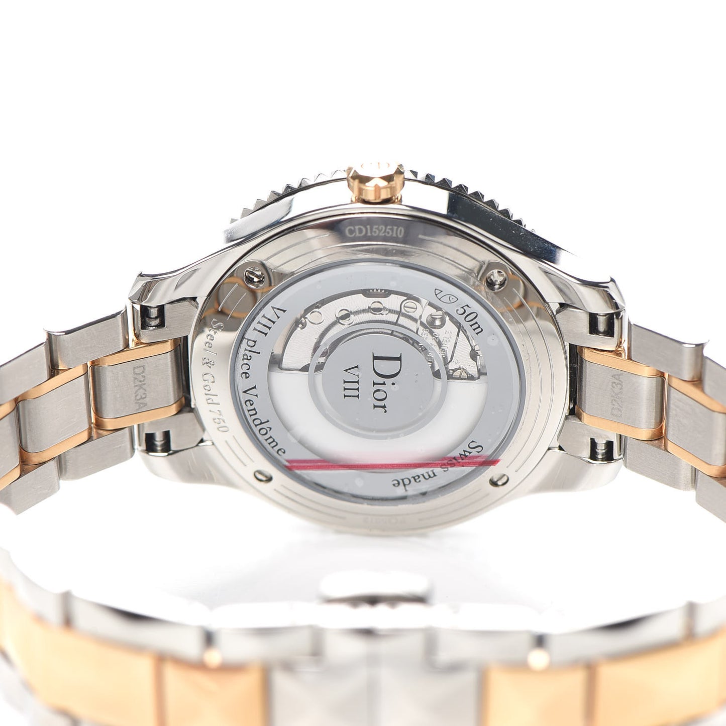 Stainless Steel 18K Rose Gold Diamond Mother of Pearl 32mm Dior VIII Montaigne Automatic Watch