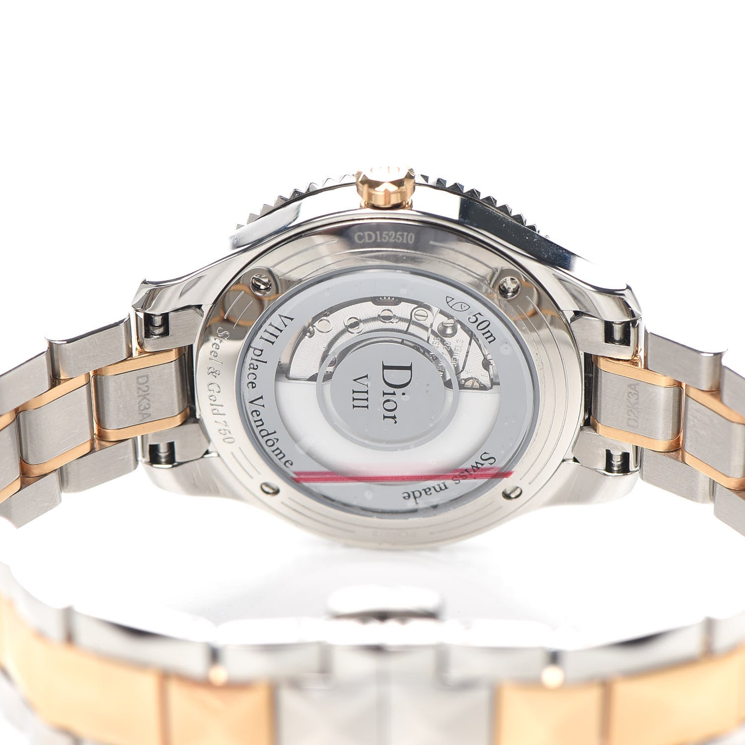 Christian Dior Stainless Steel 18K Rose Gold Diamond Mother of Pearl 32mm Dior VIII Montaigne Automatic Watch 4 of 6