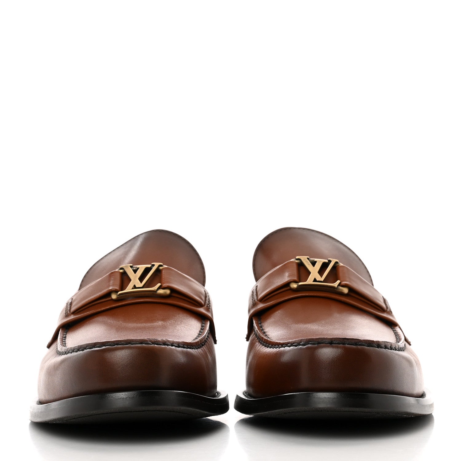 Louis Vuitton Calfskin Mens Major Loafers 7 Brown 2 of 8