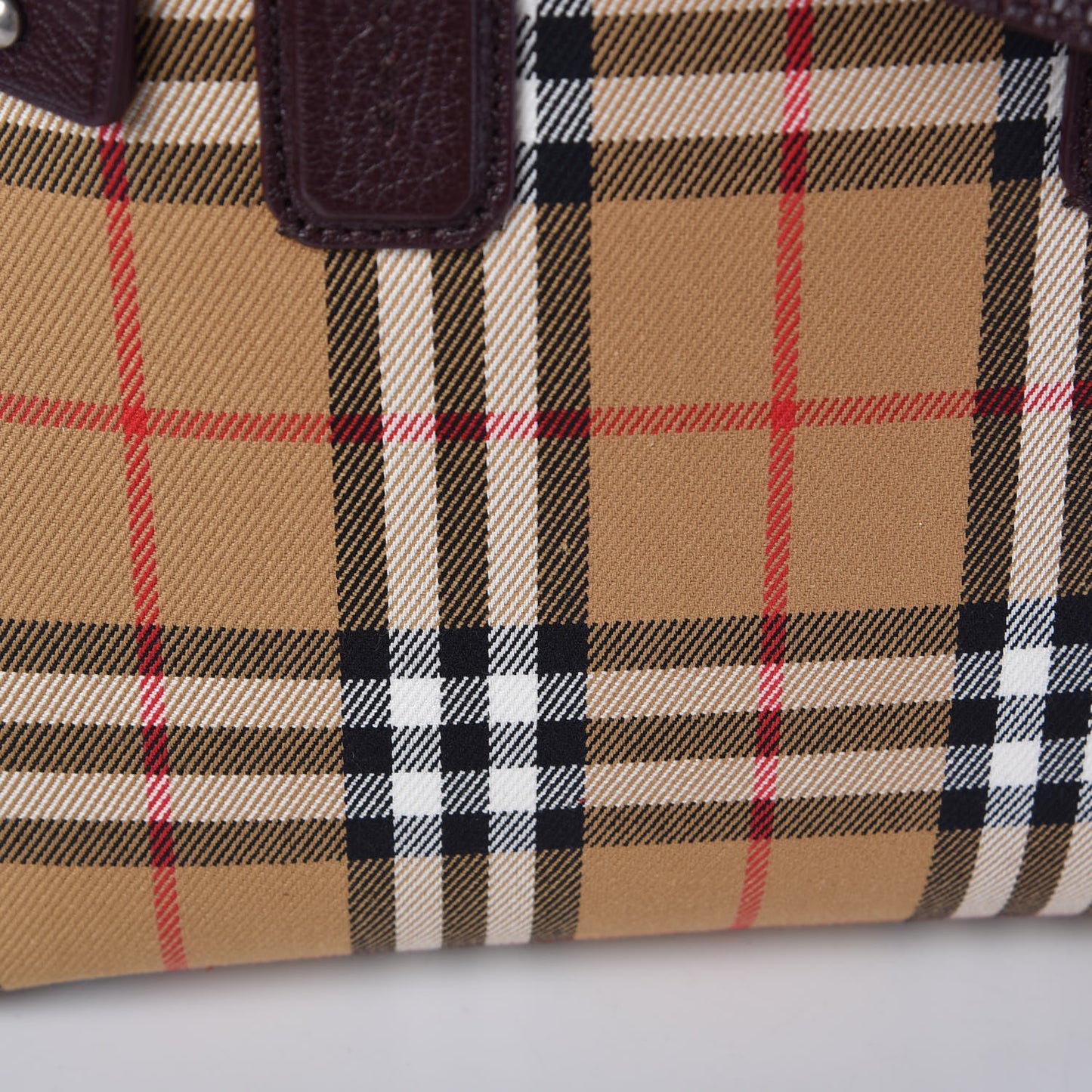 Goatskin Vintage Check Small Banner Tote Deep Claret