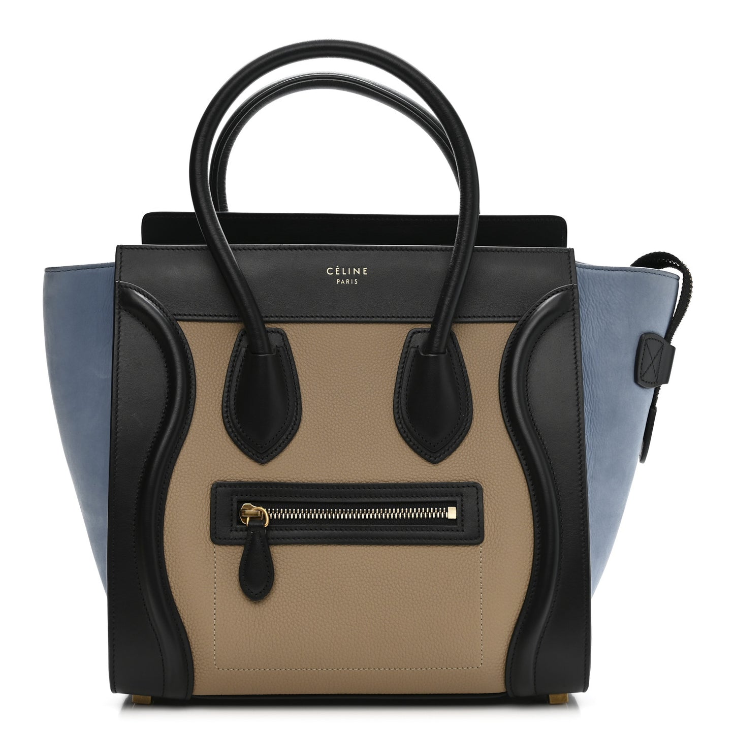 Baby Grained Calfskin Nubuck Micro Tri-Color Luggage Medium Blue