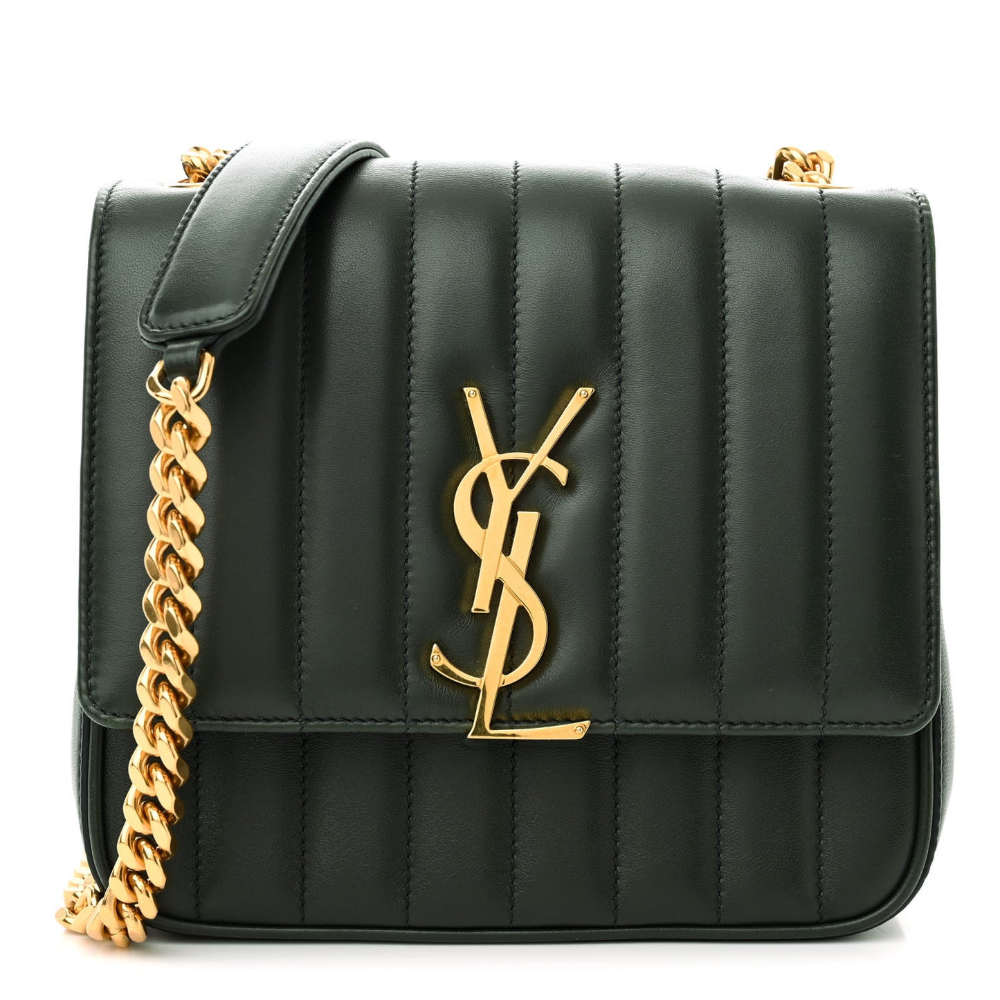 Lambskin Matelasse Monogram Medium Vicky Chain Bag Algae