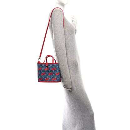 Louis Vuitton LV X TM Monogram Denim Cerises Neverfull Inside Out BB 2 of 11