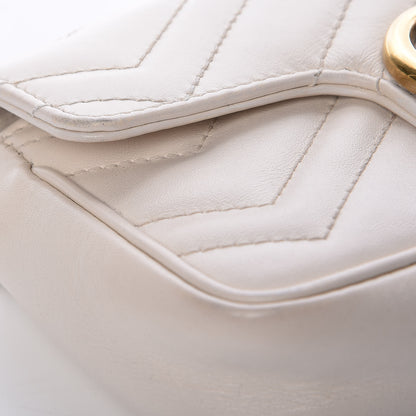 Gucci Calfskin Matelasse Super Mini GG Marmont Shoulder Bag White 11 of 18