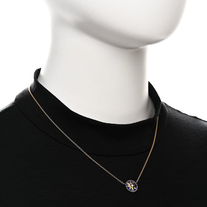 Christian Dior 18K Yellow Gold Diamond Lapis Lazuli Rose Des Vents Necklace 2 of 6