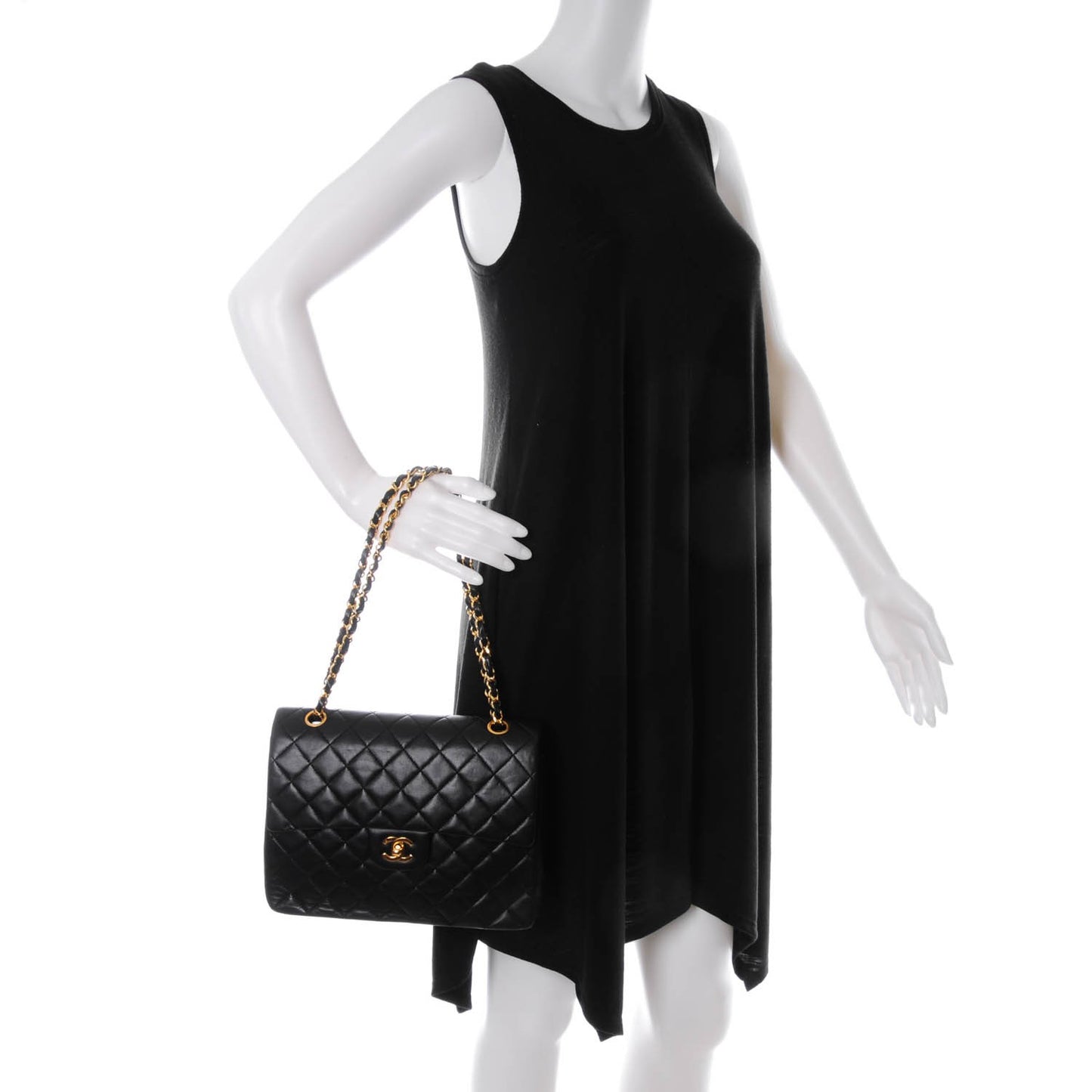Lambskin Quilted Medium Double Flap Black