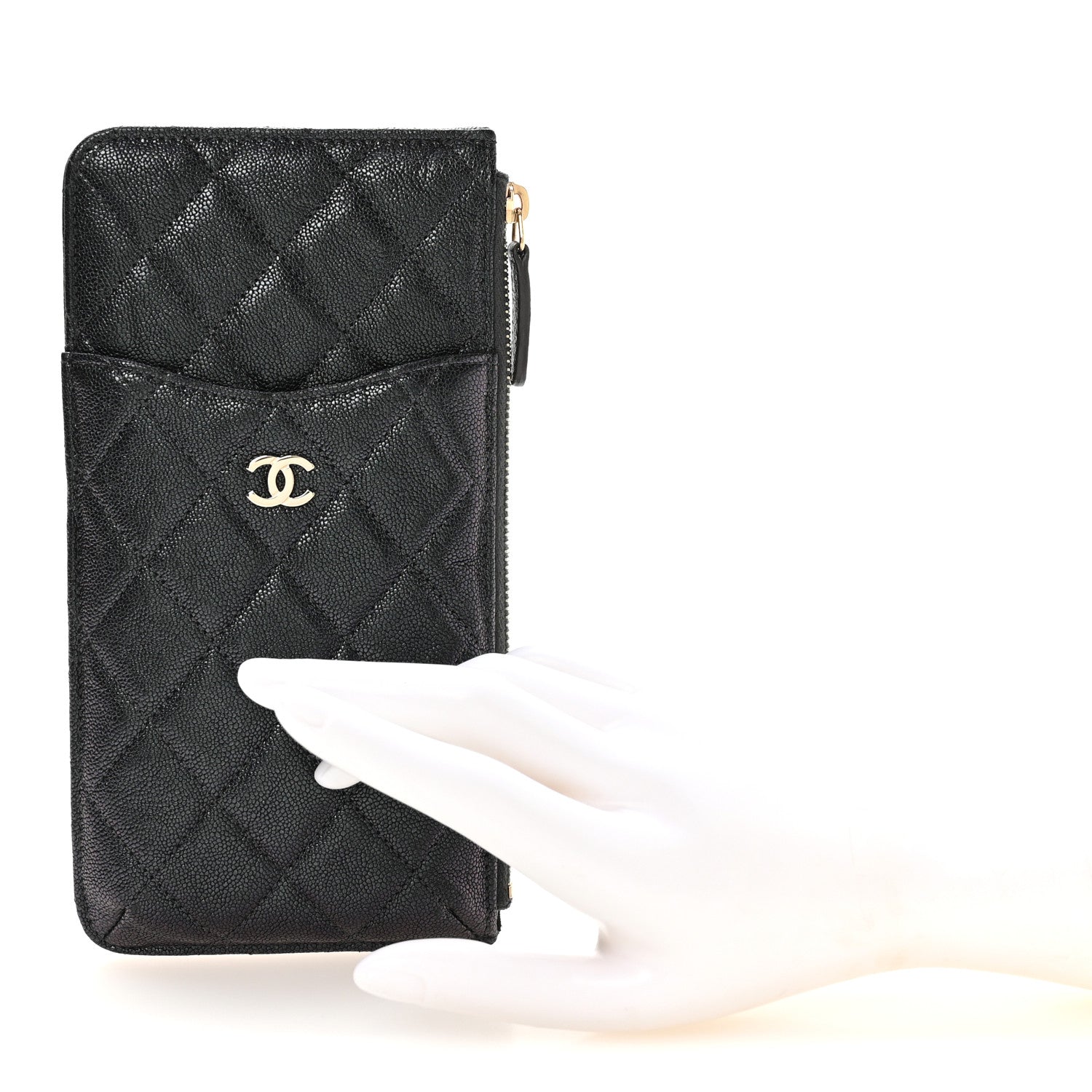 Chanel Iridescent  Caviar Quilted Classic Flat Wallet Pouch Black 2 of 7