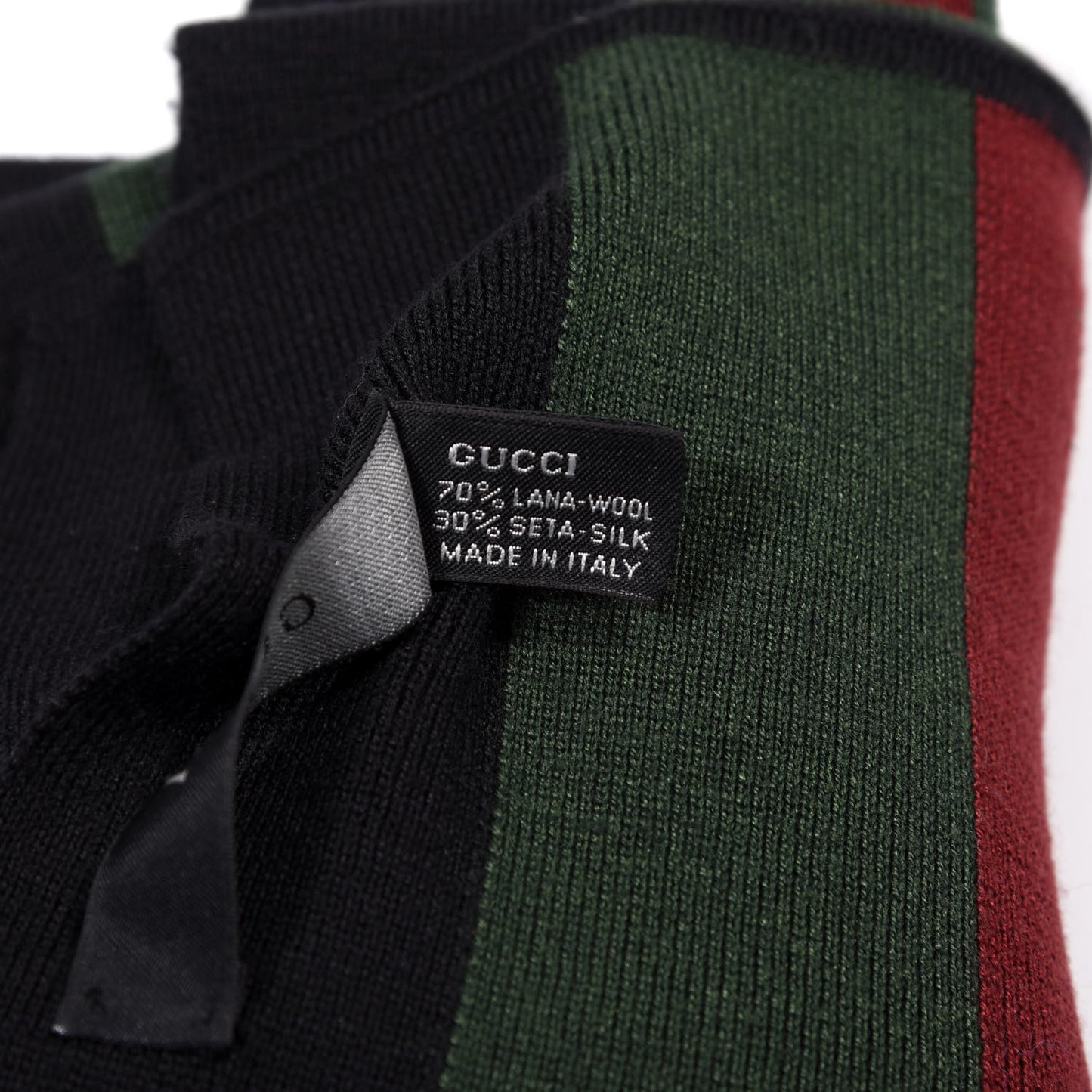 Wool Silk Web Scarf Black