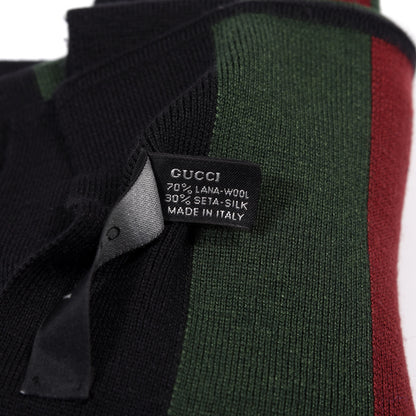 Gucci Wool Silk Web Scarf Black 3 of 4
