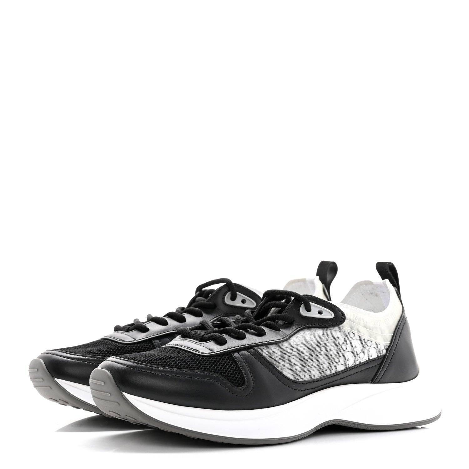 Christian Dior Smooth Calfskin Technical Mesh Oblique Womens B25 Runner Sneakers 39 Black Grey 3 of 17