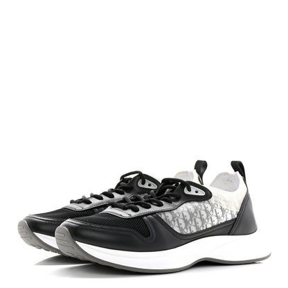 Christian Dior Smooth Calfskin Technical Mesh Oblique Womens B25 Runner Sneakers 39 Black Grey 3 of 17