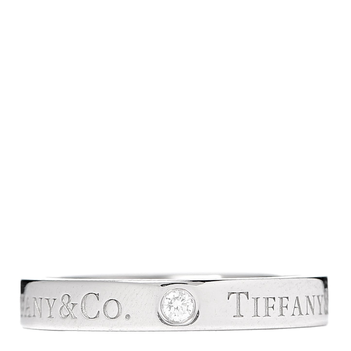 Platinum Diamond Logo Band Ring 50 5.5