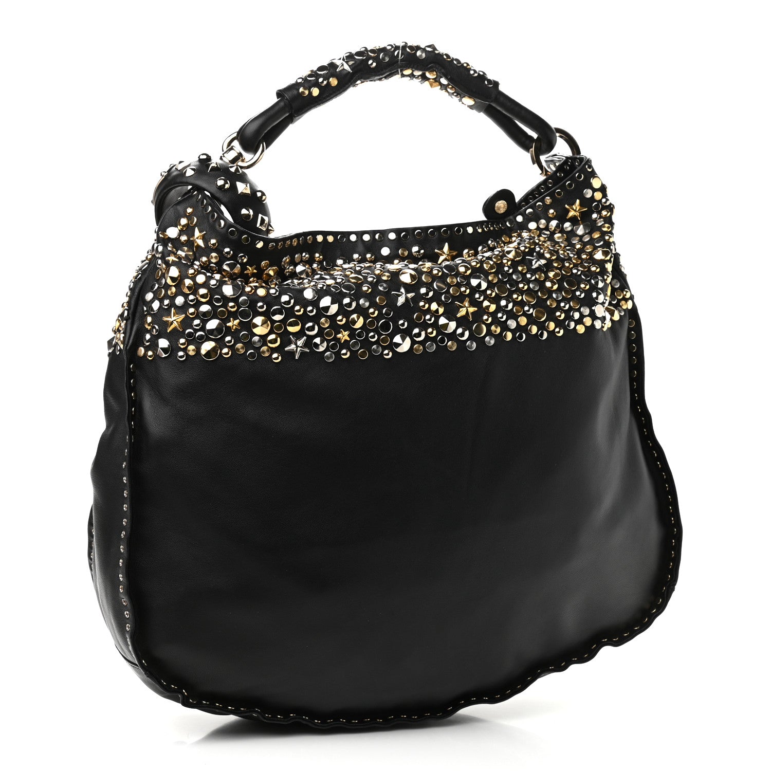 Jimmy Choo Smooth Calfskin Star Studded Hobo Bag Black 3 of 10