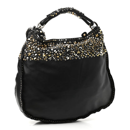 Jimmy Choo Smooth Calfskin Star Studded Hobo Bag Black 3 of 10
