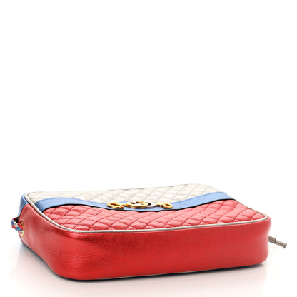 Gucci Laminated Nappa Trapuntata Small Zumi Shoulder Bag Rosso Marine Argento 4 of 10