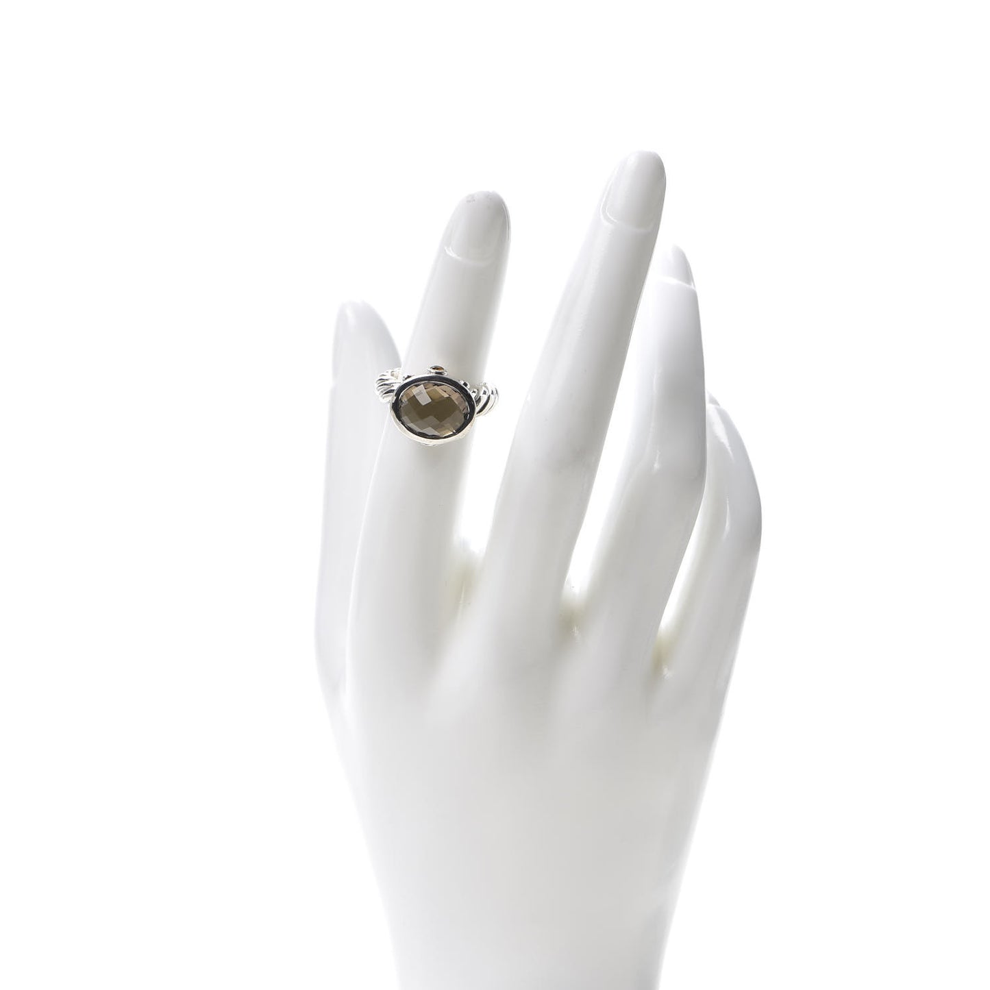 Sterling Silver Smoky Quartz Citrine 11mm Renaissance Ring 49 4.75