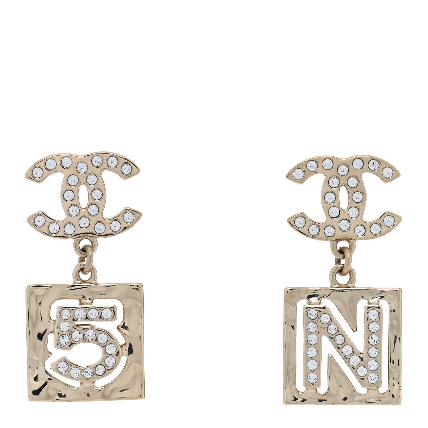 Crystal CC No 5 Drop Earrings Gold