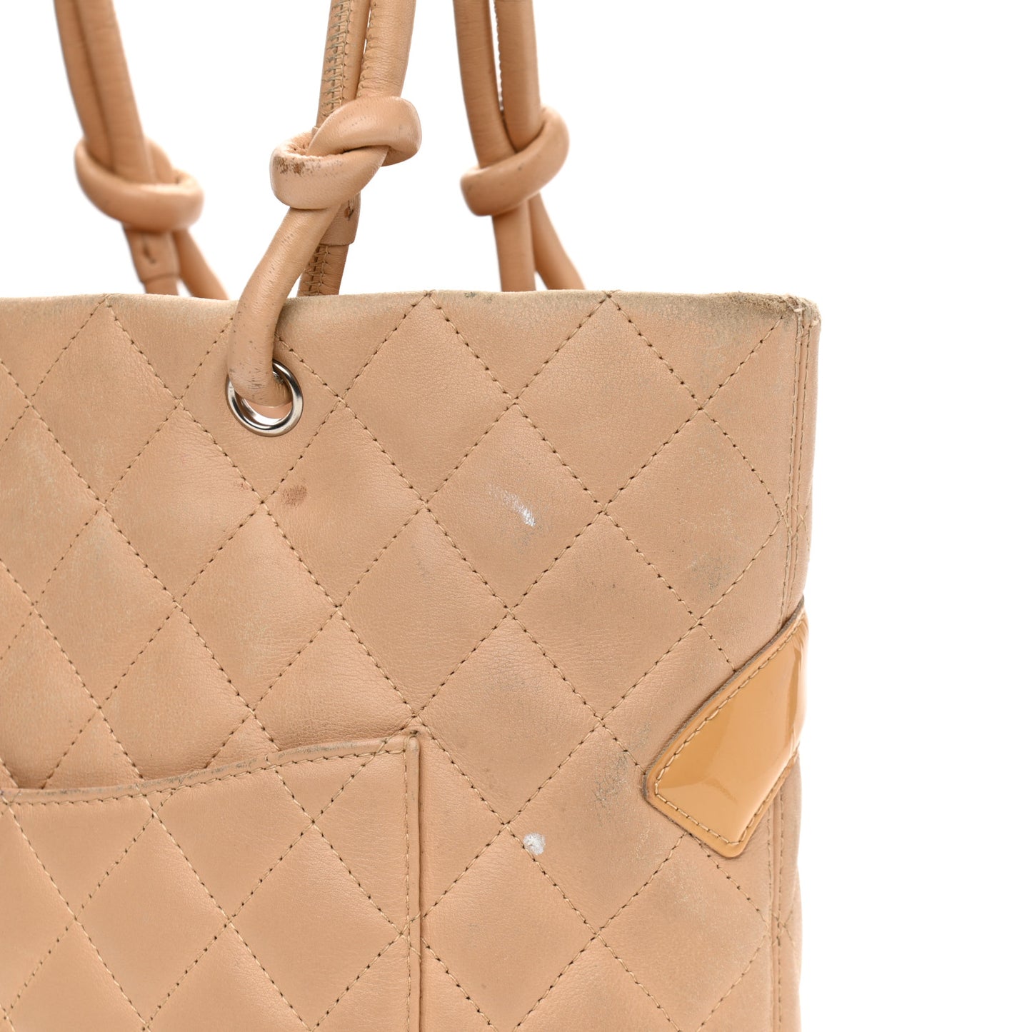 Calfskin Quilted Medium Cambon Tote Beige