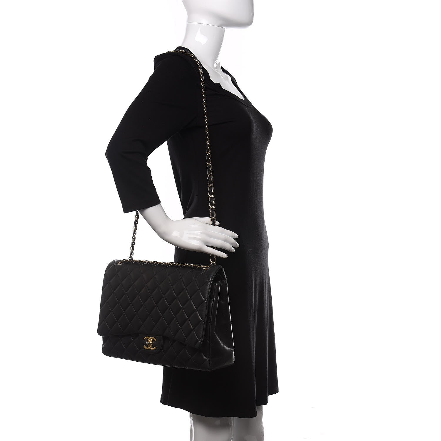 Chanel Lambskin Quilted Maxi Double Flap Black 2 of 20