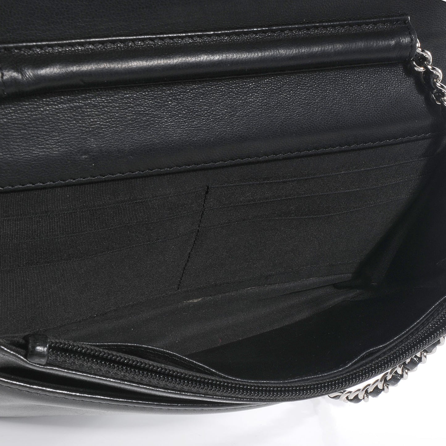 Lambskin Timeless CC Wallet On Chain WOC Black