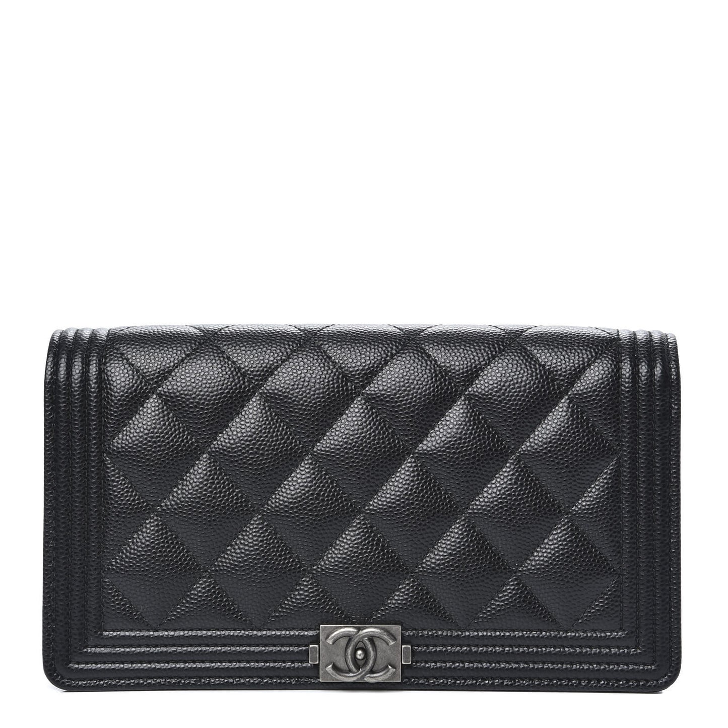 Caviar Quilted Boy Yen Wallet Black