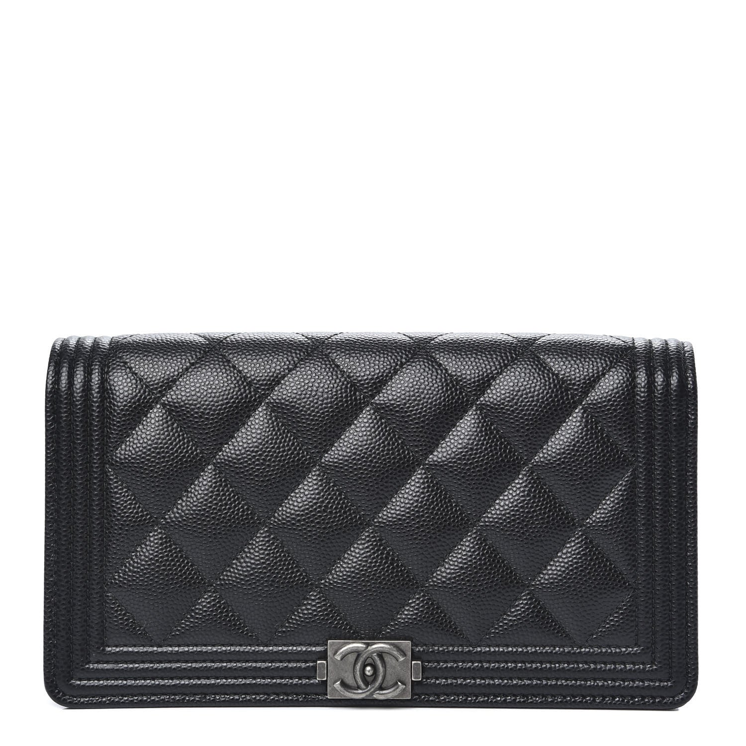 Chanel Caviar Quilted Boy Yen Wallet Black 1 of 9