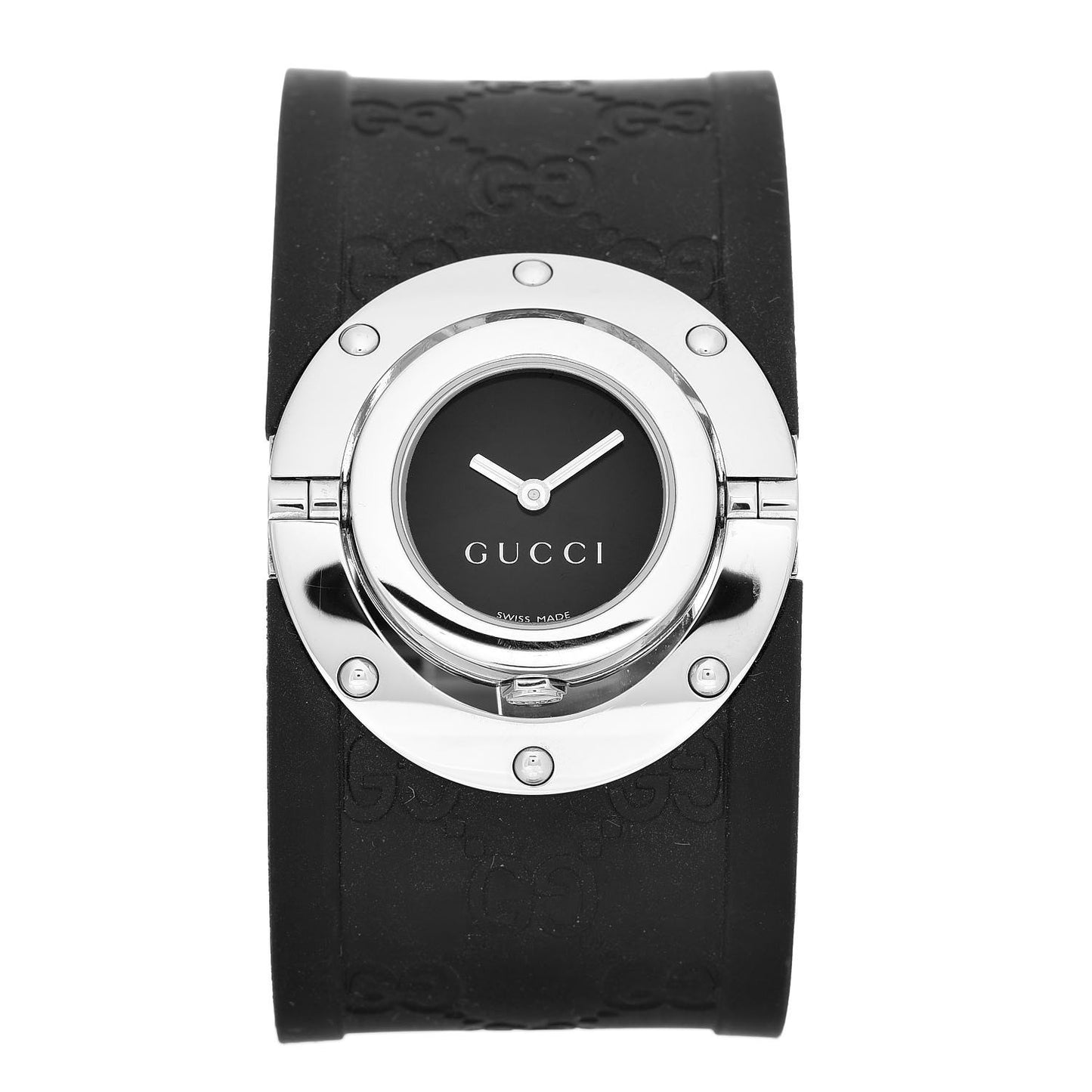 Stainless Steel Rubber 33mm Twirl Quartz Watch Black