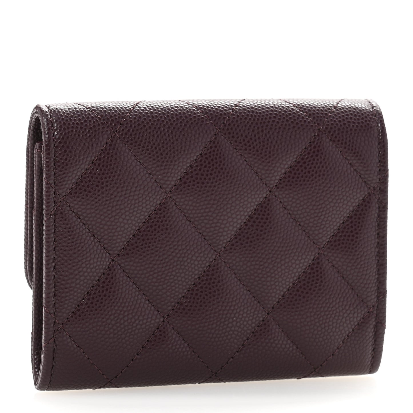 Caviar Quilted Textured CC Flap Card Holder Purple