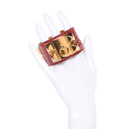 Hermes Shiny Alligator Collier De Chien CDC Bracelet T2 Braise 2 of 7