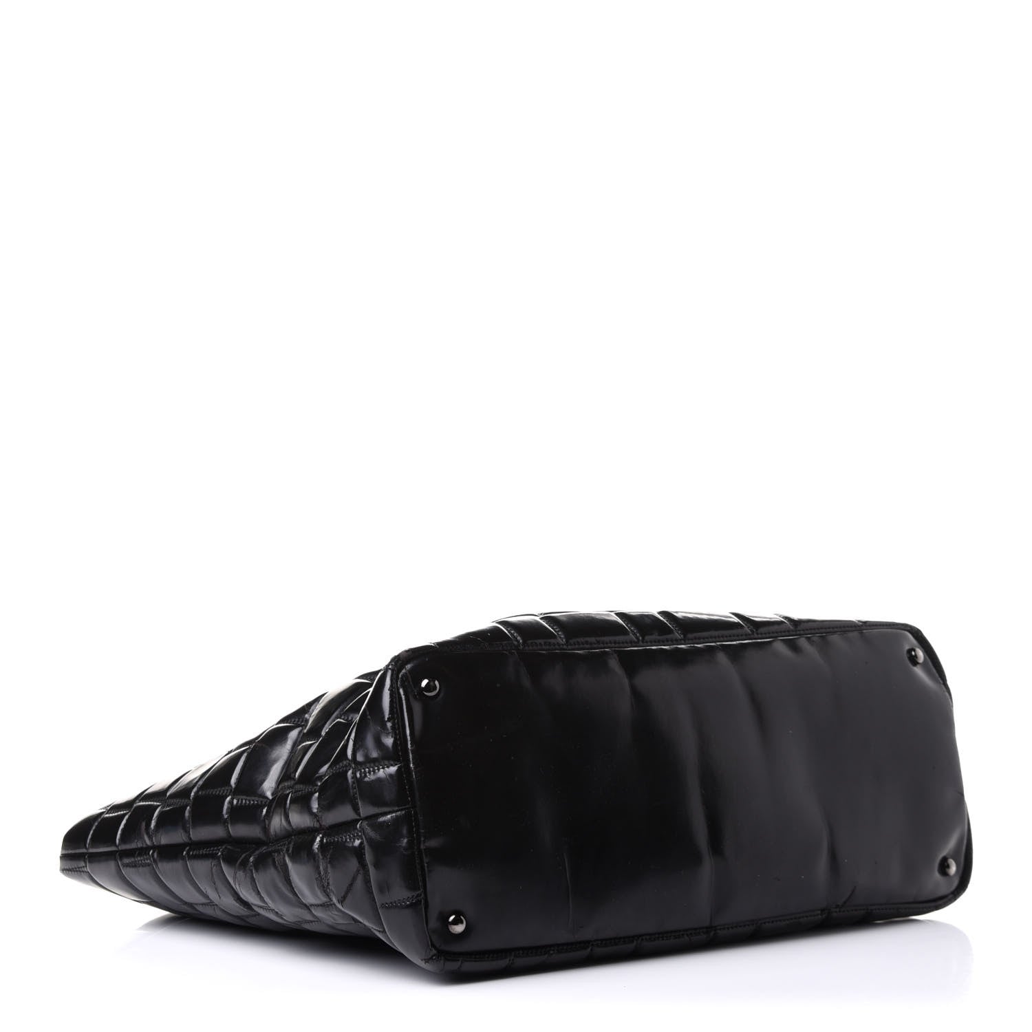 Chanel Vinyl Quilted Frozen Shopping Tote Black 4 of 15
