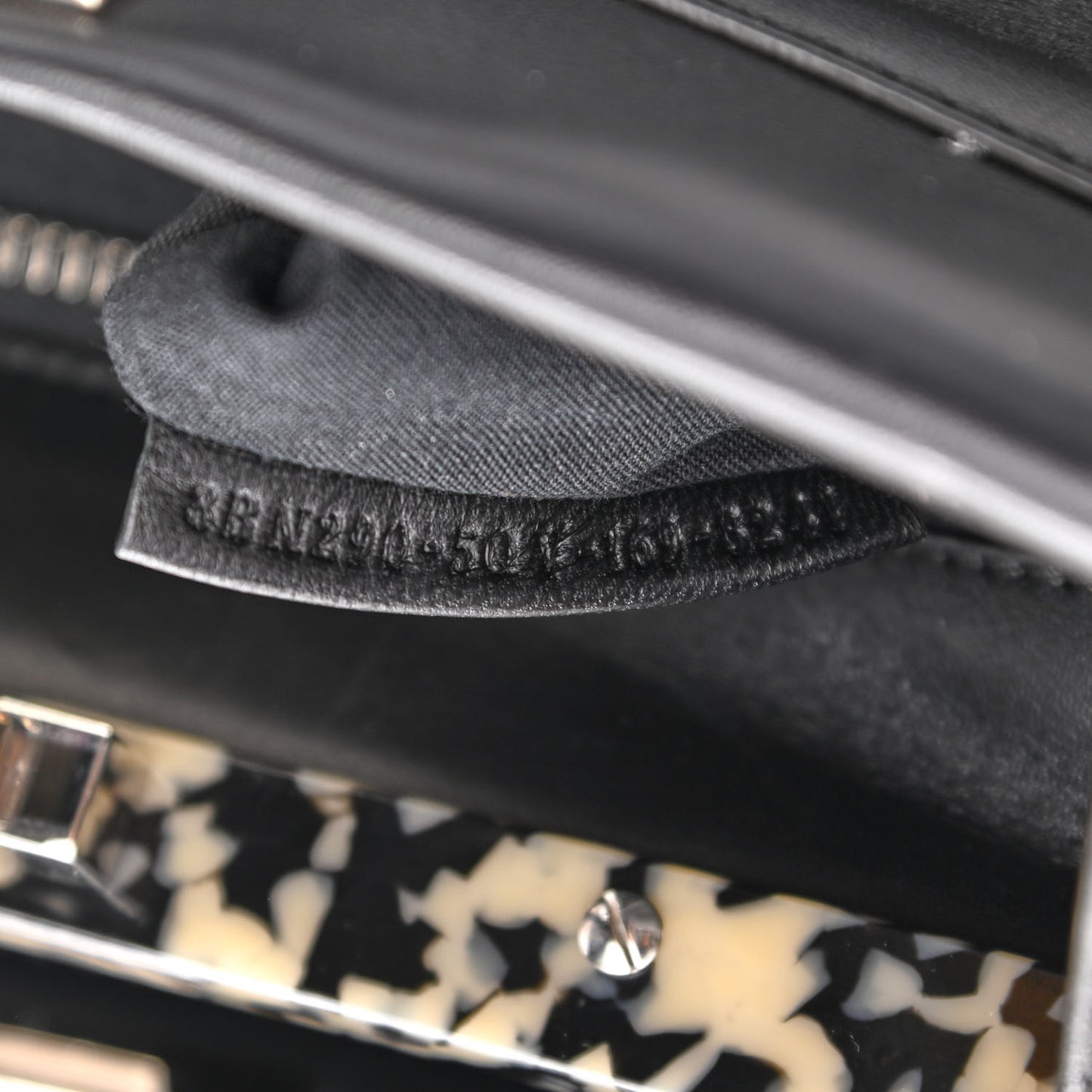 Vitello Dolce Shiny Nappa Plexglass Granite Medium Peekaboo Iconic Satchel Black