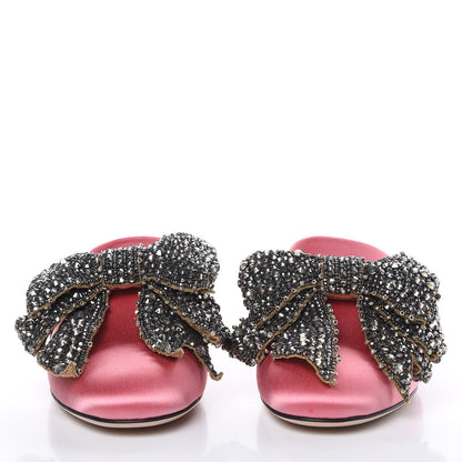Gucci Silk Satin Crystal Embellished Bow Mules 38 Peonia 3 of 10