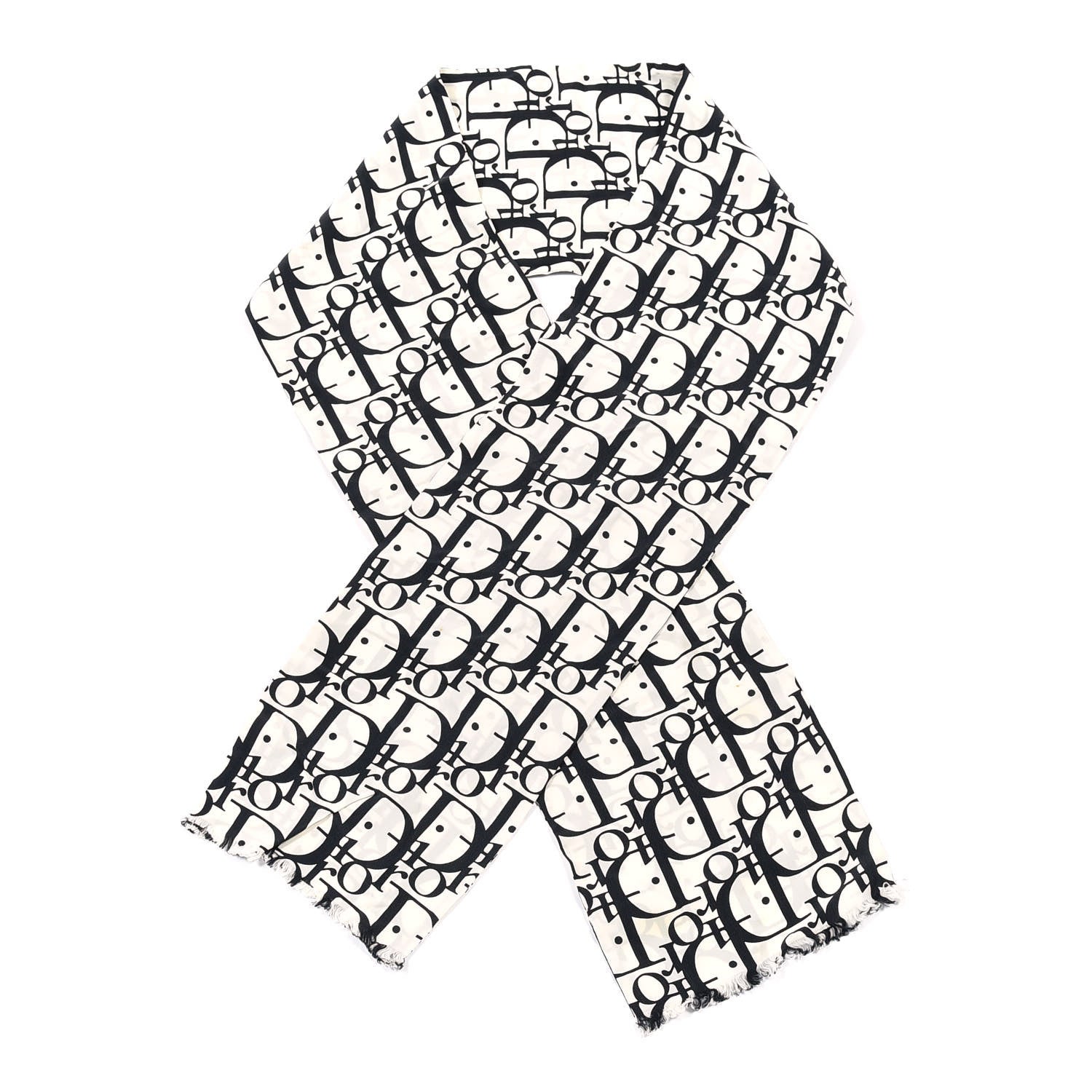 Christian Dior Silk Monogram Scarf Black White 1 of 5