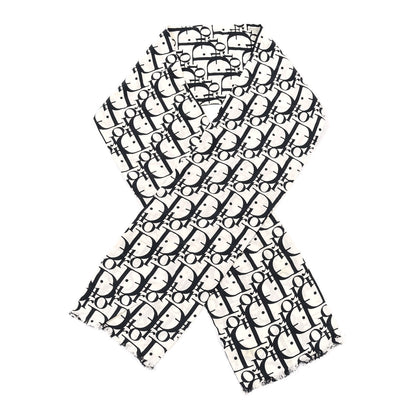 Christian Dior Silk Monogram Scarf Black White 1 of 5