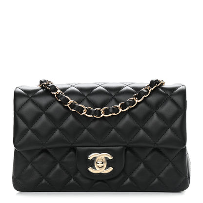 Chanel Lambskin Quilted Mini Rectangular Flap Black 1 of 9