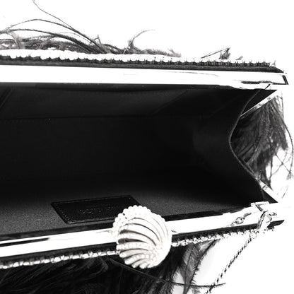 Jimmy Choo Satin Feather Crystal Embellished Celeste Clutch Black 5 of 9