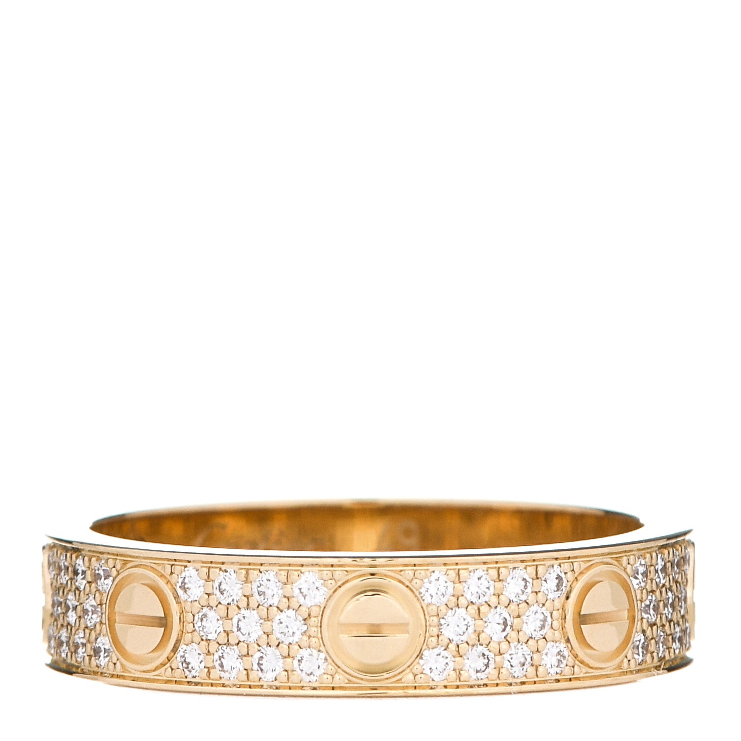 Cartier 18K Yellow Gold Diamond 4mm LOVE Wedding Paved Band Ring 49 5 1 of 5