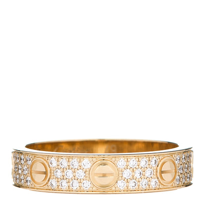 Cartier 18K Yellow Gold Diamond 4mm LOVE Wedding Paved Band Ring 49 5 1 of 5