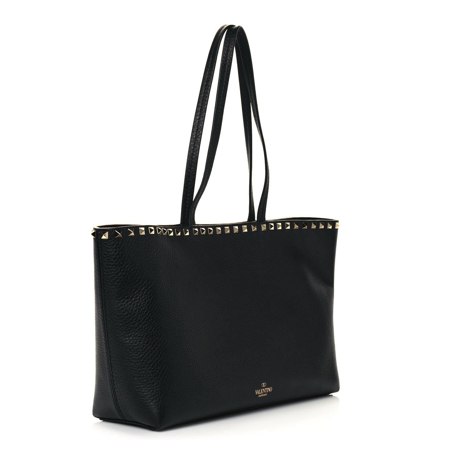 Valentino Garavani Grained Calfskin Small Rockstud Shoulder Tote Black 2 of 11