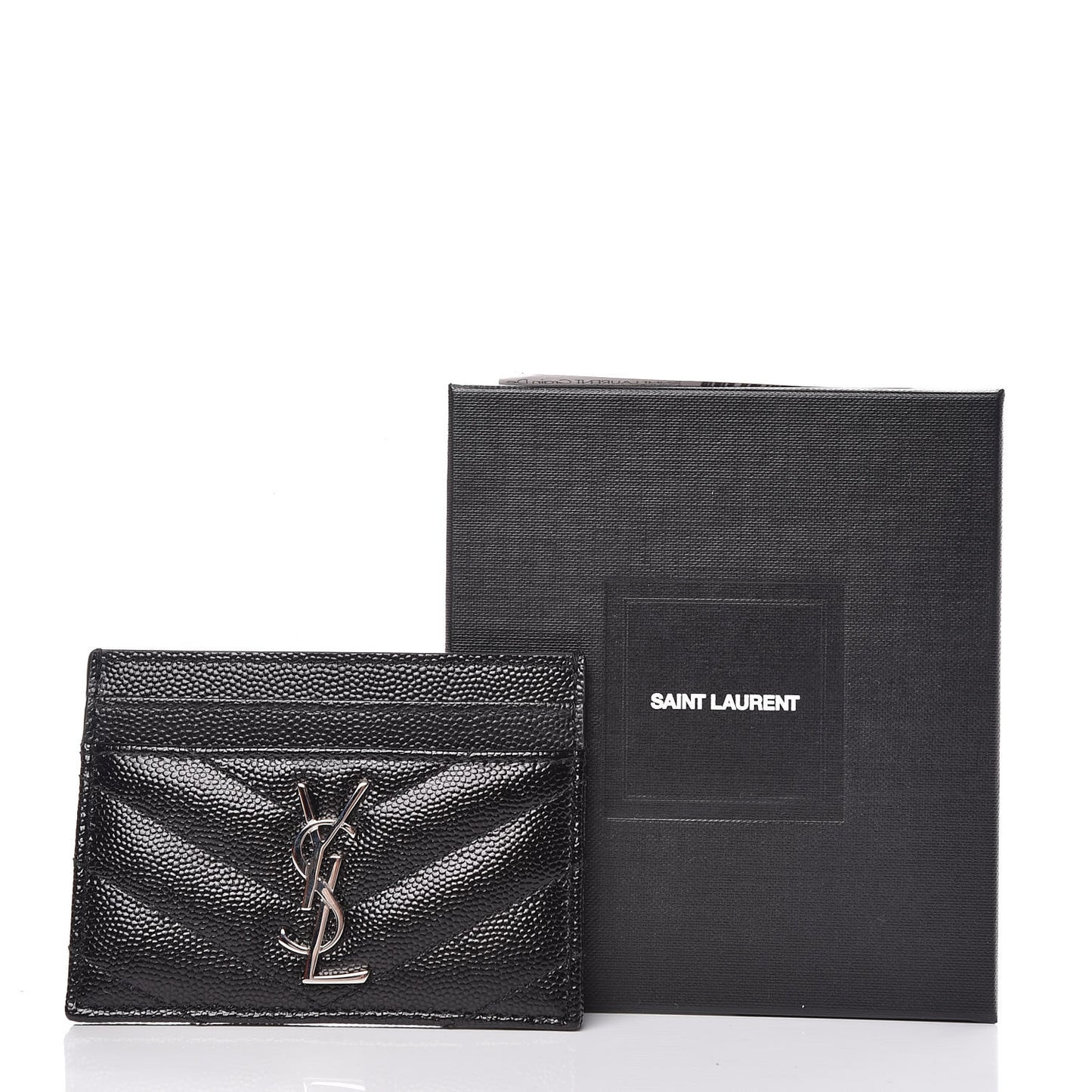 Grain De Poudre Matelasse Chevron Monogram Credit Card Case Black