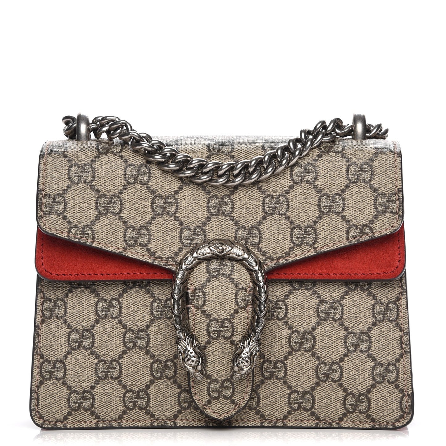 GG Supreme Monogram Mini Dionysus Shoulder Bag Hibiscus Red