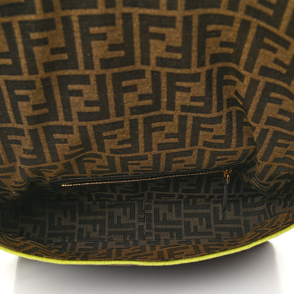 Fendi Fabric Jacquard FF 1974 Large Baguette Tobacco Moro Giallo Fluo 5 of 9