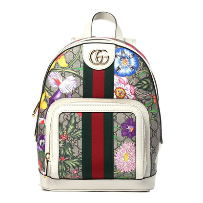 Gucci GG Supreme Monogram Flora Web Small Ophidia Day Backpack White 1 of 11